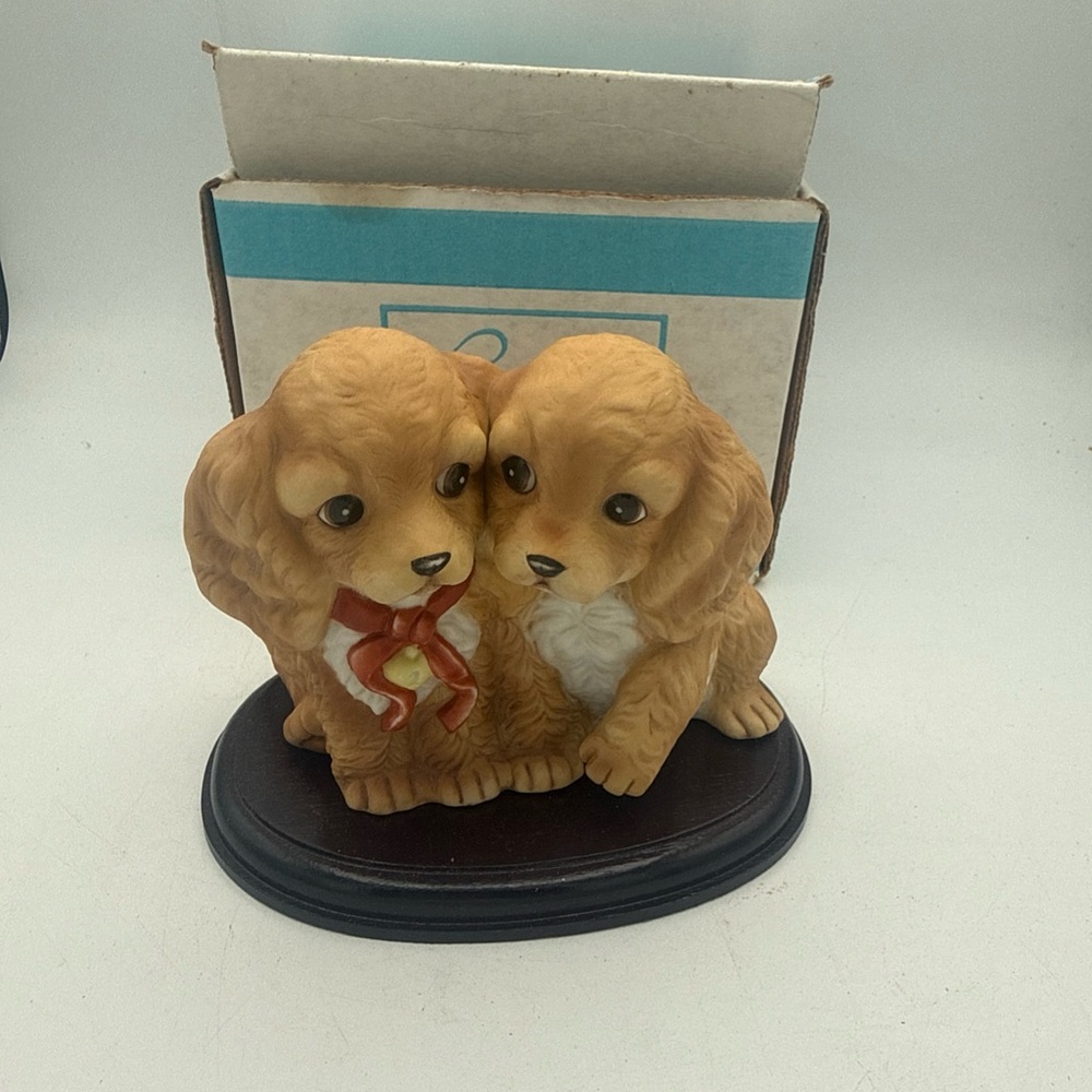 VTG 1988 Homco Masterpiece Porcelain 2 Cocker Spaniels Puppies First Love #1361